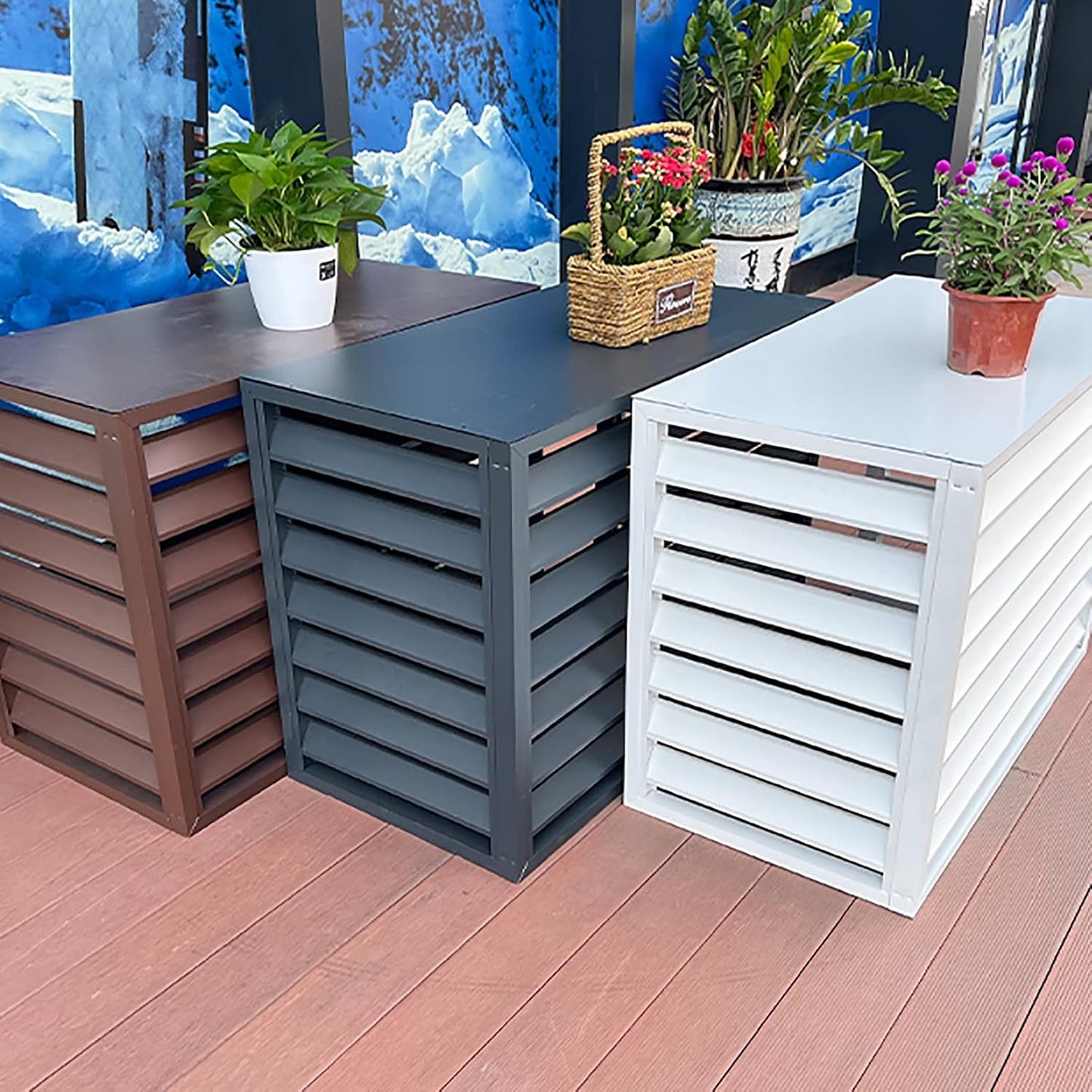 GENERIC Housse De Climatiseur En Aluminium Résistant Aux Intempéries - Protection De L'unité Centrale De Climatisation Extérieure - Clôture D'intimité - Couvercle De Condensateur Pour Une Utilisation En