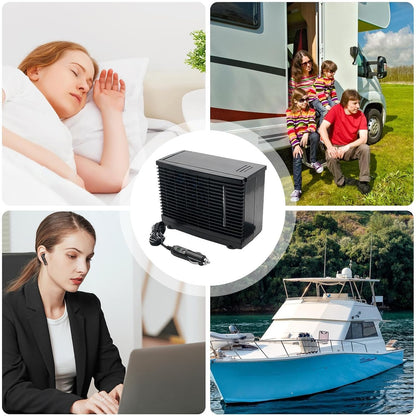  Ventilateur Climatiseur Voiture Portable | Humidificateur Climatiseur Ventilateur Automobile | Rafraîchisseur D'Air Évaporatif 12V Pour Camion Camping-Car Voyage Sous-Sol Chambre Garage