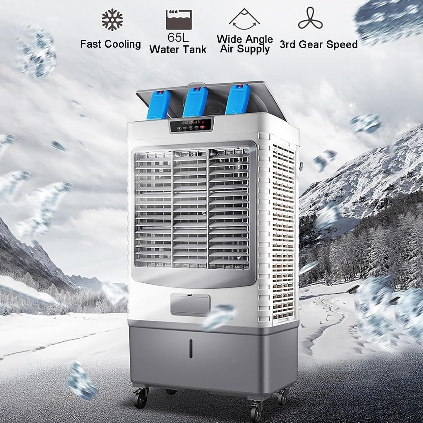 GENERIC Refroidisseur D'air Eatif Portable Avec Réglages à 3 Vitesses, Oscillat à 120 ° Et Réservoir D'eau 55L Pour Un Refroidissement Efficace Dans Les Maisons Et Les Bureaux