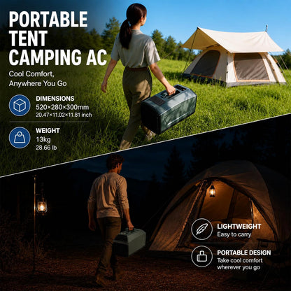  Climatiseur Portable De Camping 5100Btu,sans évacuation Requise,Silencieux,Minuterie 24H,3 Vitesses,10 M² / 108 Pi², Pour Tentes,Chambres,Camping-Cars Autres Espaces Extérieurs 220VAC