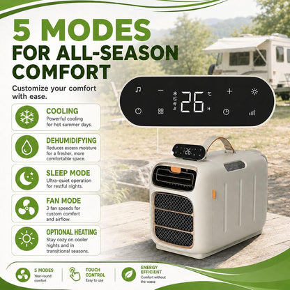  Climatiseur Mobile,Climatiseur Portable,Puissance De Refroidissement De 4700 Btu Et 450 W,Unité De Climatisation De Camping Avec Télécommande Et 3 Vitesses De Ventilation Cooling