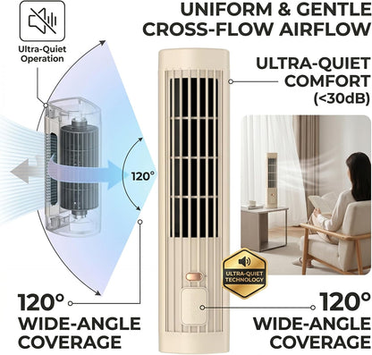  Climatiseur à Chargement Sans Fil, Ventilateur De Refroidissement Portable 2 En 1 Silencieux Avec 3 Vitesses, Climatiseur Rechargeable Par USB Pour Chambre à Coucher, Bureau, Maison, 30, 5 Cm, Marron