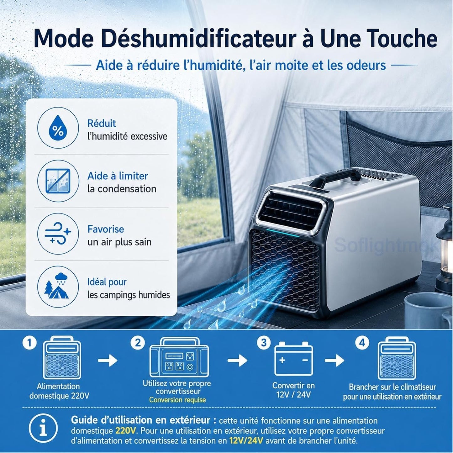  Climatiseur Mobile 5000 BTU Pour Petite Chambre Et Van Grey-220V | 5000 BTU, Télécommande Et Format Compact Pour Profiter D’un Air Frais En Voyage, à La Maison Ou En Atelier.
