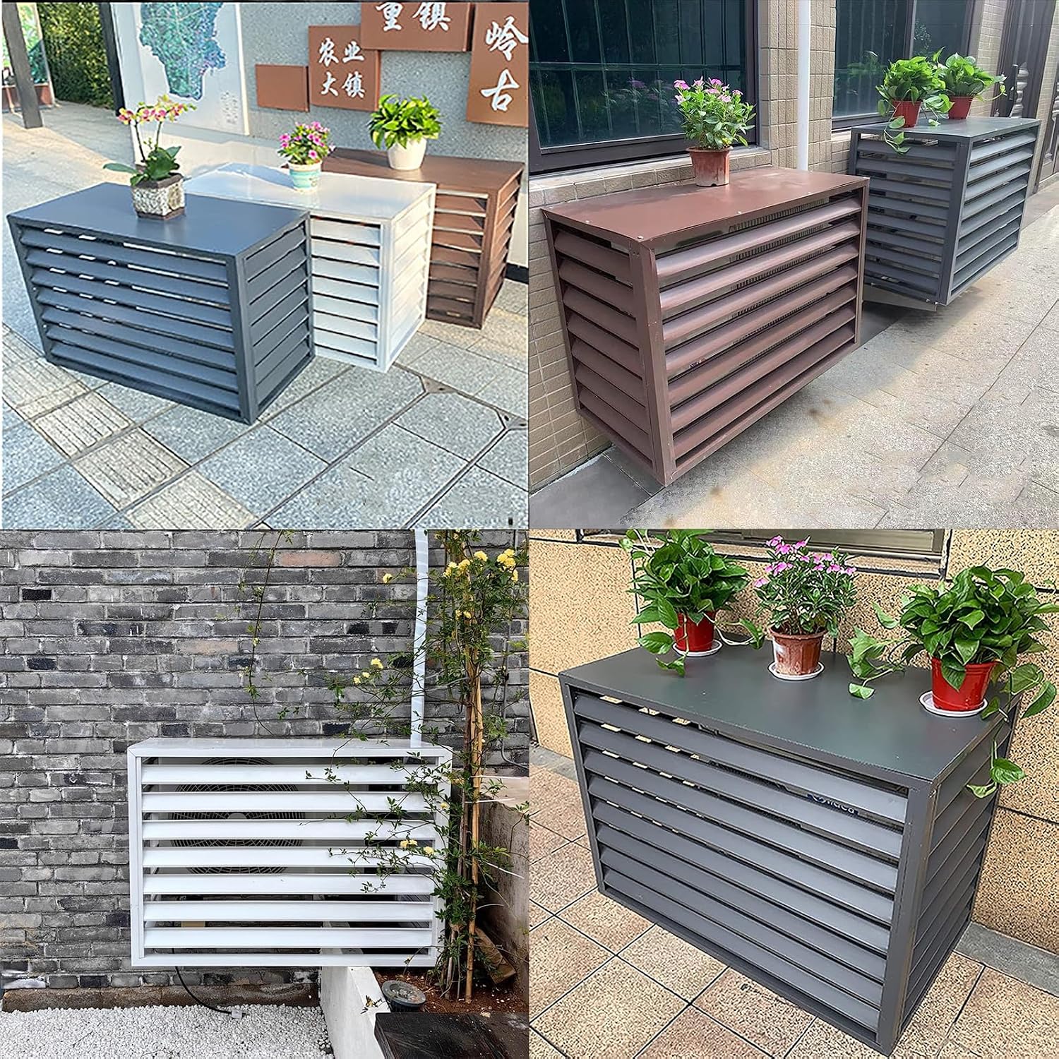  Housse D'extérieur En Aluminium Pour Unité De Climatisation – Grilles De Protection Pour Climatiseurs Et Pompes à Chaleur – Boîtier Polyvalent Pour Poubelle Et Support De Fleurs Résistant Aux